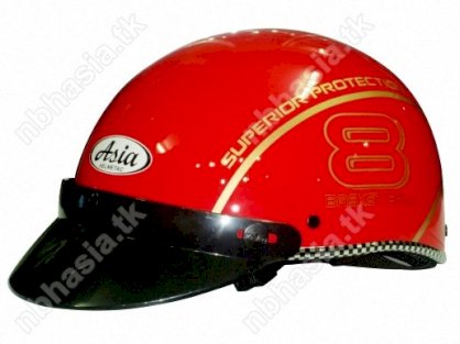 Mũ bảo hiểm ASIA - 105 Đỏ bóng - Tem số 8 (Size L)