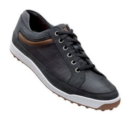  Footjoy Contour Casual Black Leather with Taupe Accent