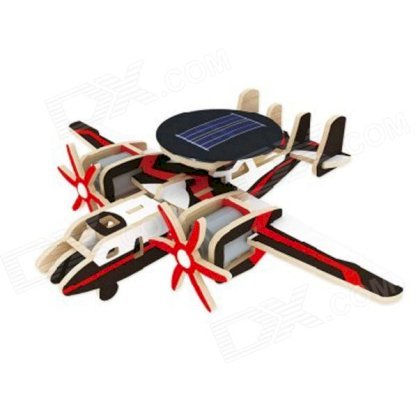 Robotime P340 Solar-Powered Educational Toys Wooden Aircraft Assembly Model - Black