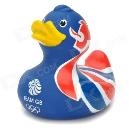 British Flag Pattern Funny Floating Duck Bath Toy for Kids - Blue + Red + More