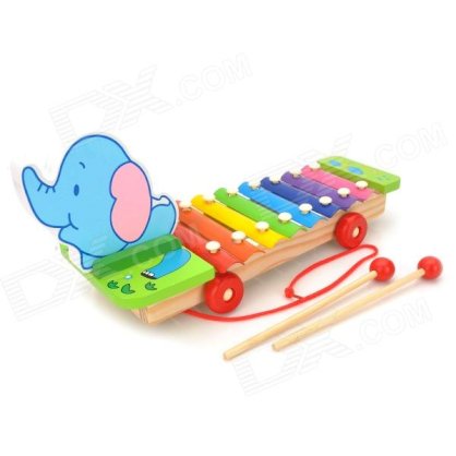 Cute Elephant Style Hand Knock Glockenspiel Xylophone 8 Notes Musical Instrument Toy