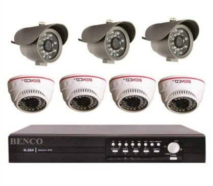 Lắp trọn bộ 7 camera quan sát (Benco BEN- 3303 + BEN- 7036 + Đầu ghi hình BEN- 8008HD)