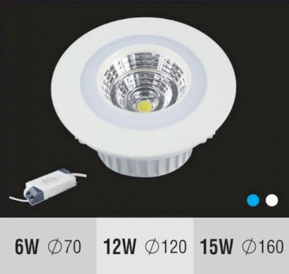 Đèn Led đổi màu (Cob-Xanh dương-Trắng) Minh Đức MĐ-15 (6W-Φ70)