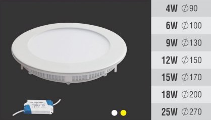 Đèn Led âm trần siêu mỏng tròn Minh Đức MĐ-01 (9W-Φ130)