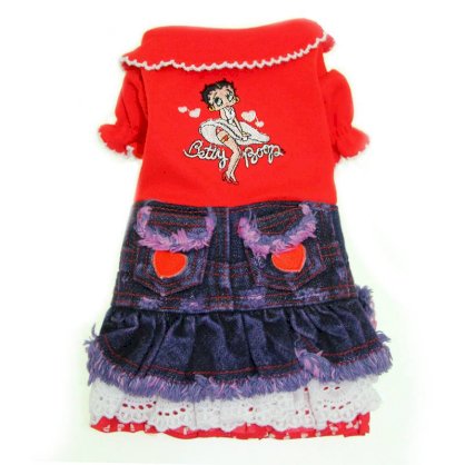 Betty Boop Lace Heart Denim Dog Dress