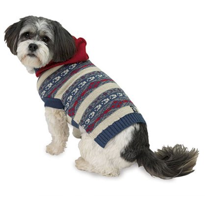 Phoebe's Hooded Fair Isle Dog Sweater - Cranberry