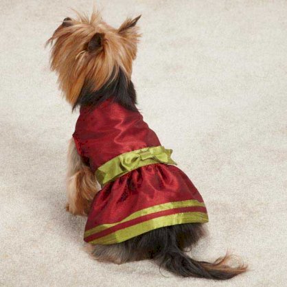 Holiday Shimmer Dog Dress - Red