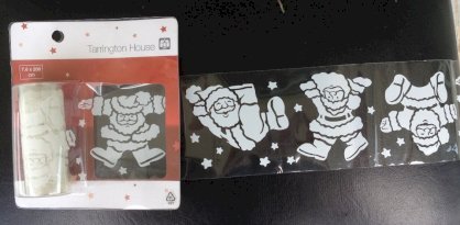 Decal dán kính trang trí Noel - hình ông Noel vui nhộn, ngang 7,6cm dài 2m.