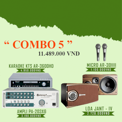 Dàn Karaoke AR05 (Micro AR-301III, Karaoke KTS AR-3600HD, Ampli PA-203XG, Loa JANT – IV)