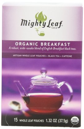 Mighty Leaf Tea, Organic Breakfast, Whole Leaf Pouches, 1.32-Ounces, 15-Count (Pack of 3)