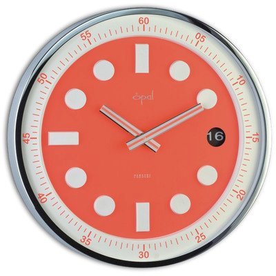 Opal Luxury Time Products 12" Stainless Steel Round Case Wall Clock