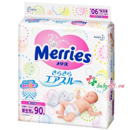 Bỉm cho bé Merries Newborn90 Nhật Bản