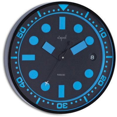 Opal Luxury Time Products 12" Stainless Steel Powder Coated Round Case Wall Clock