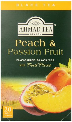 Ahmad Tea Peach & Passion Fruit Black Tea, 20-Count Boxes (Pack of 6)