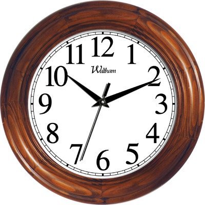 Ashton Sutton 12" Round Quartz Analog Solid Wood Case Wall Clock