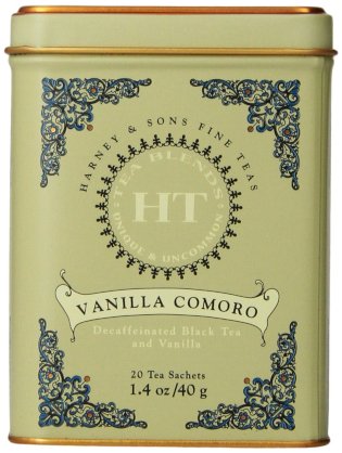 Harney and Sons Vanilla Comoro, Decaf Flavored Black 20 Sachets per Tin