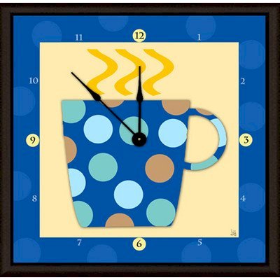 Green Leaf Art Coffee Cups 11" Art Wall Clock