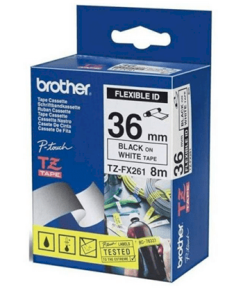 Nhãn in Brother TZ-FX261 siêu dẻo (chữ đen trên nền trắng 36mm)