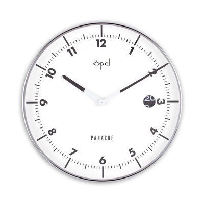 Opal Luxury Time Products 12" Round Stainless Steel Case Wall Clock