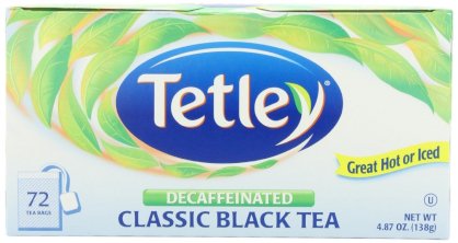 Tetley Naturally Decaffeinated Classic Blend, 72-Count Tea Bags (Pack of 6)