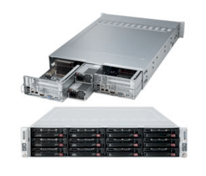 Server Supermicro SuperServer 6028TR-D72R (Black) (SYS-6028TR-D72R) E5-2699 v3 (Intel Xeon E5-2699 v3 2.30GHz, RAM 16GB, 1280W, Không kèm ổ cứng)