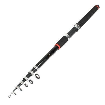 Black Red 2.2M 5 Sections Telescopic Fishing Rod w Spinning Reel