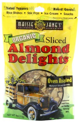 Maisie Jane's Organic Sliced Oven Roasted Almond Delights, 4-Ounce Packages (Pack of 6)