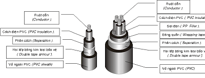 Cáp điện lực hạ thế 2 lõi giáp sợi thép Edison - Opto CVV/SWA 0,6/1kV 1051907