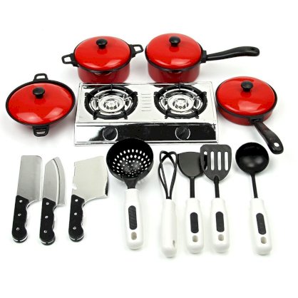 Estone 1Set Kids Play House Toy Kitchen Utensils Pots Pans Cooking Food Dishes Cookware