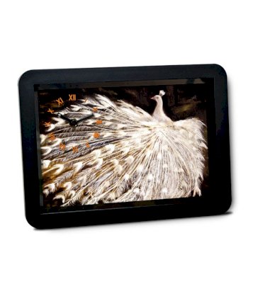 Bluegape Masaad White Peacock Oil Painting Table Clock