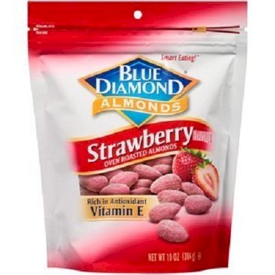 Blue Diamond, Oven Roasted Almonds, Strawberry Coating, 10oz Bag (Pack of 3)