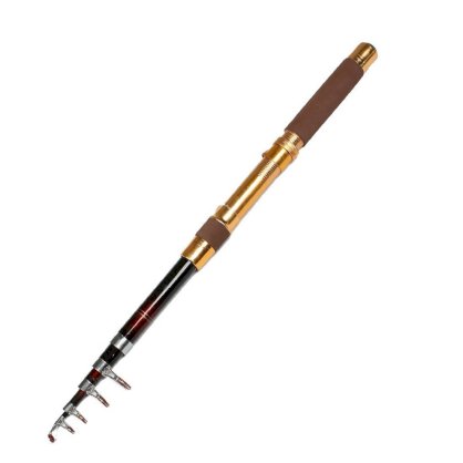Brown Foam Coated Handle Telescopic 6 Section Fishing Rod Pole 2M 6.6 Ft