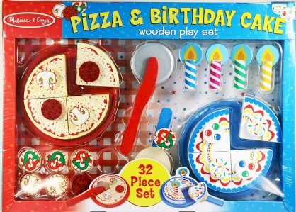 Melissa & Doug Pizza & Birthday Cake Wooden Play Set