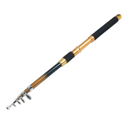 Gold Tone Black 2.47 Meters 6 Sections Telescopic Fishing Rod