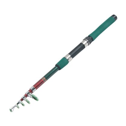 Black Green Foam Wrapped Handle 6 Sections Telescopic Fishing Rod 2 Meters
