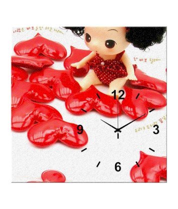 Artjini Red Hearts Wall Clock
