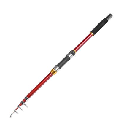 1.84M Length Line Guide Telescopic 5 Sections Fishing Rod Pole Red Gold Tone