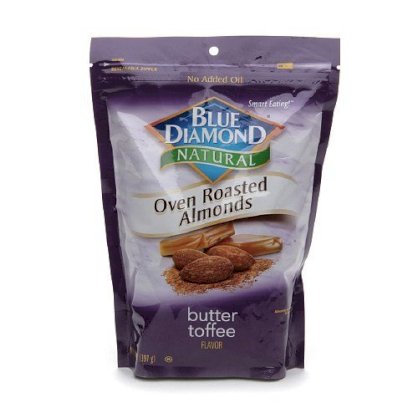Blue Diamond Natural Oven Roasted Almonds, Bag, Butter Toffee 14 oz