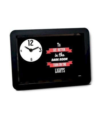 Bluegape Red And White Plastic Abhishek Aggarwal Turn On Light Typography Table Clock