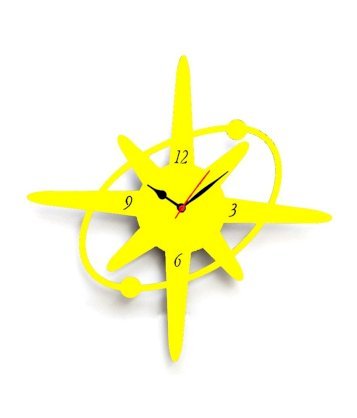 Panache Yellow Mdf Wood Star Shaped Wall Clock