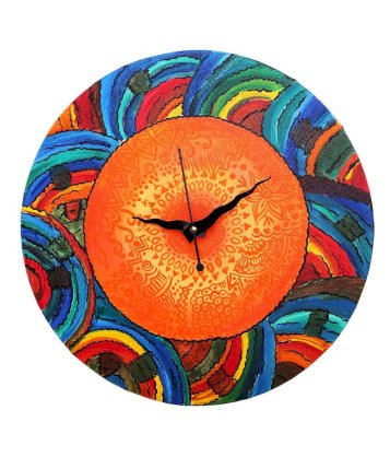 Rangrage Multicolour Round Wondorous Waves Wooden Clock