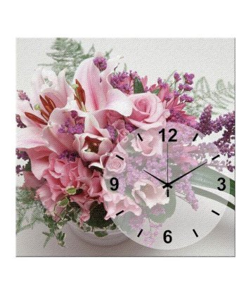 Artjini Pink & Green Rose Bouquet Wall Clock