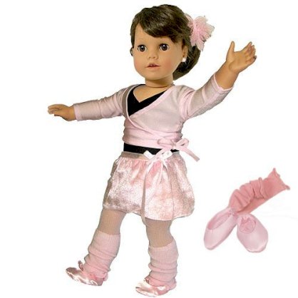 7 Pc. Complete 18 Doll Ballet Outfit, Fits 18 Inch American Girl Dolls, Doll Leotard, Hairpiece, Doll Sweater, Doll Skirt, Tights, Doll Warm Up Socks, & Doll Ballet Slippers