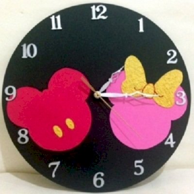 Magique Creations Mickey And Minnie Wall Clock Black And Pink