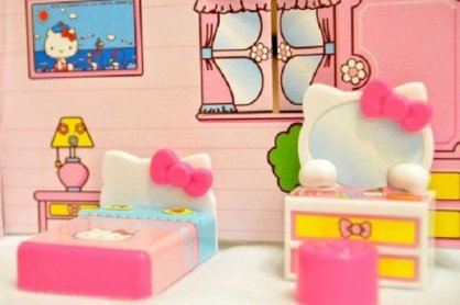 Hello Kitty Miniature Toy "My House" Garden Living Room Bathroom Bedroom
