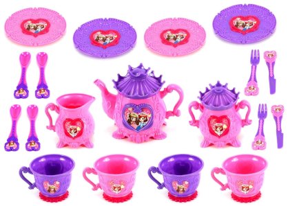 Princess Kitchen Tea Time Pretend Play Toy Tea Set w/ Cups, Tea Pot, Utensils, Plates
