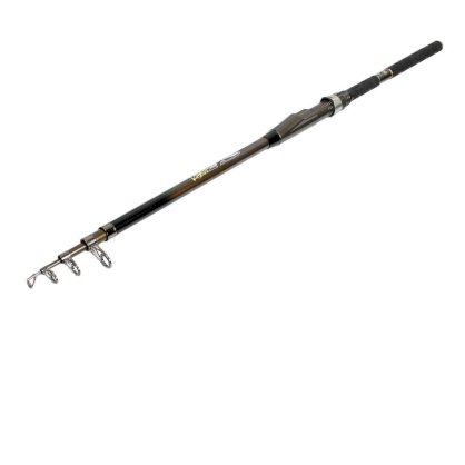 Black Gray Lozenge Print Grip 5 Sections Retractable Fishing Rod Fish Pole 2.4 Meter