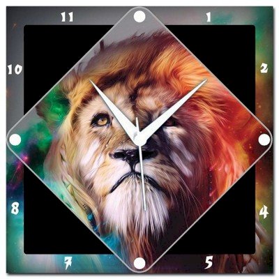  Amore Lion Art Analog Wall Clock (Multicolor) 