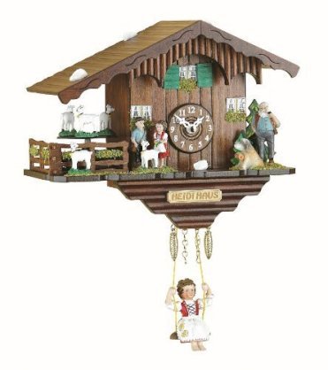 Kuckulino Black Forest Clock Swiss House with turning goats, quartz movement and cuckoo chime, incl. batterie