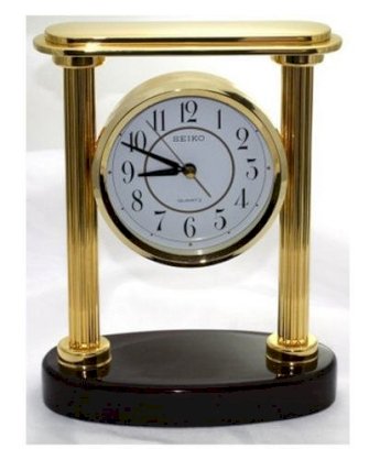 Solid Brass Desk Clock with Solid Wood Base Seiko QXG402